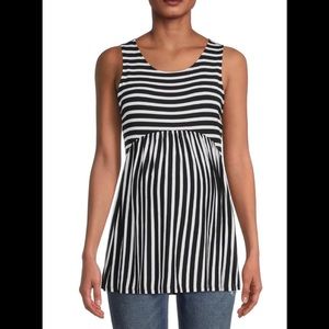Time and Tru Maternity Sleeveless Smock Top Size Small 4-6 Black White Stripe